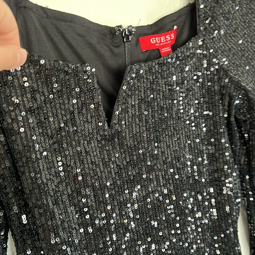 NWT Guess Shanti Sequin Dress Black sz L - Picture 4 of 8